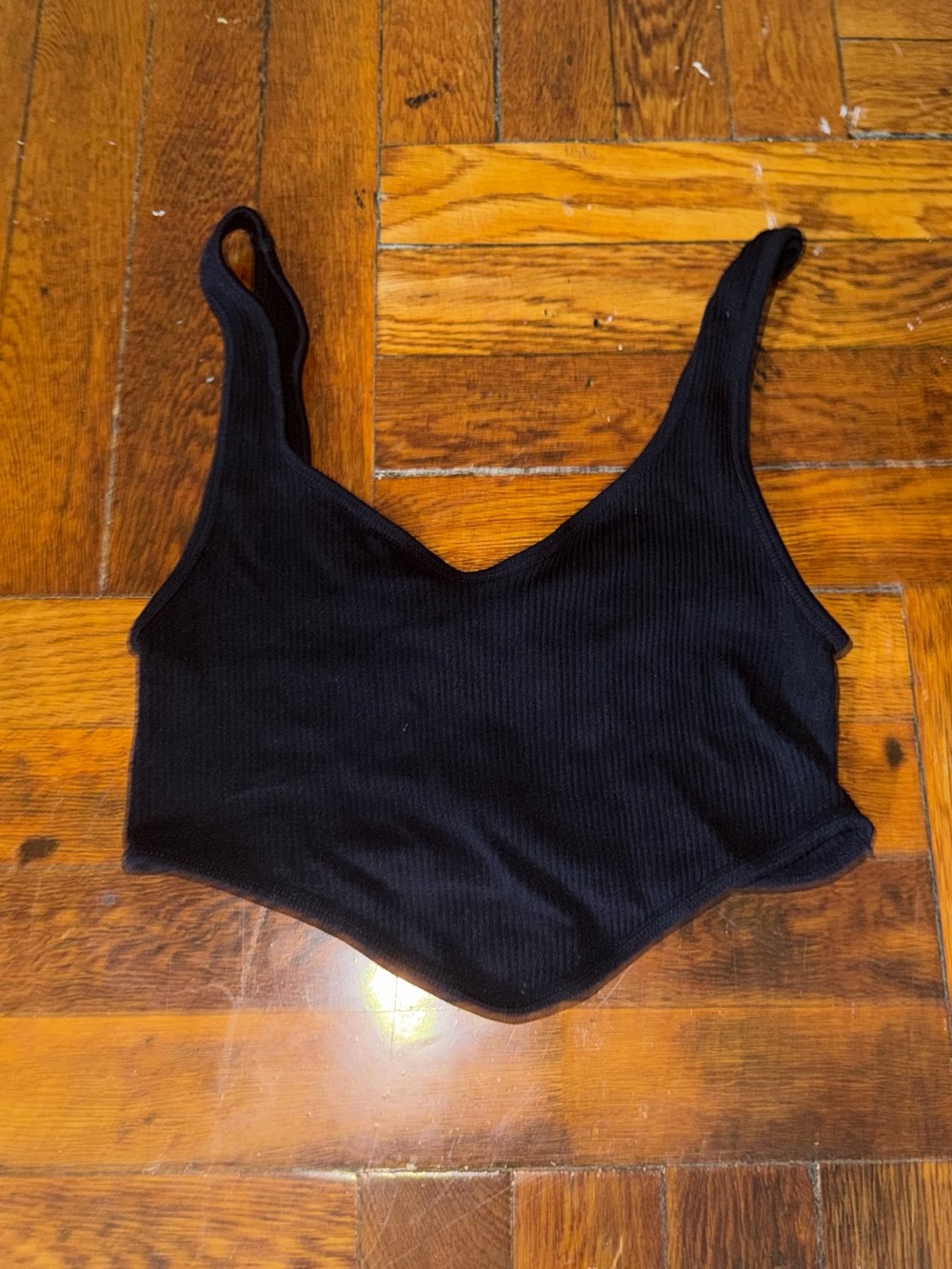Zara Black Ribbed Crop Tank